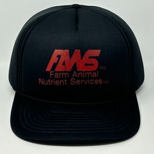 Vintage 90s Farm Animal Nutrient Services Hat Baseball Cap Farmer Black Snapback
